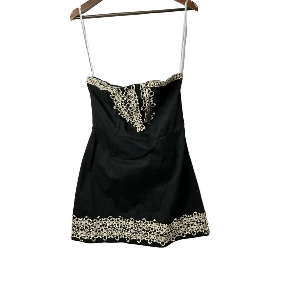 NWT Boutique Mud Pie Black‎ Blakely Strapless Dress Gold Lace large